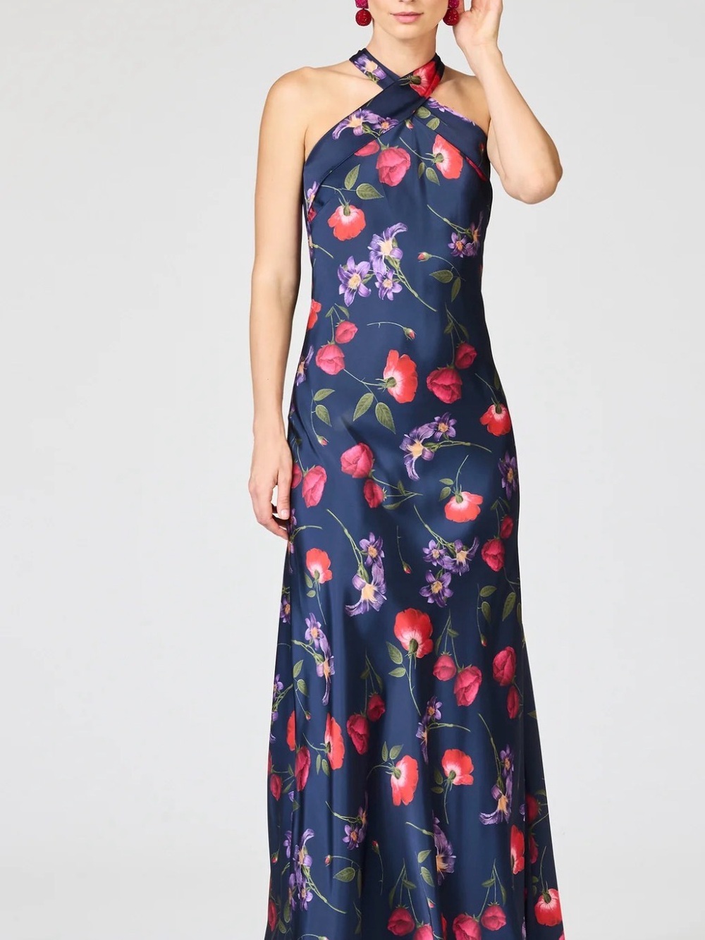 NWT Sachin & Babi Laurant Floral Satin Halter Gown Midnight Jardin Size 2 $425